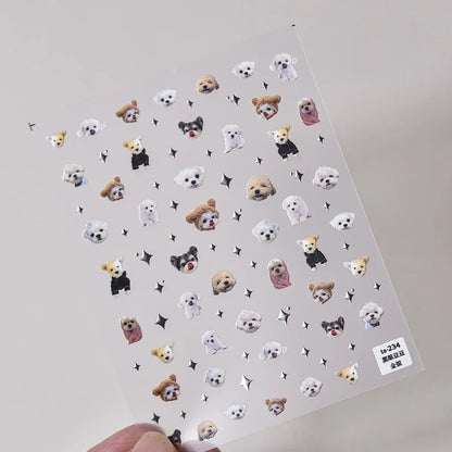 Graffiti Cat Claw Rabbit Bunny Bear Dog Flower Lovely Animal Fruit Dim Sum Candy Sunflower Adhesive 5D Nail Art Stickers Decal