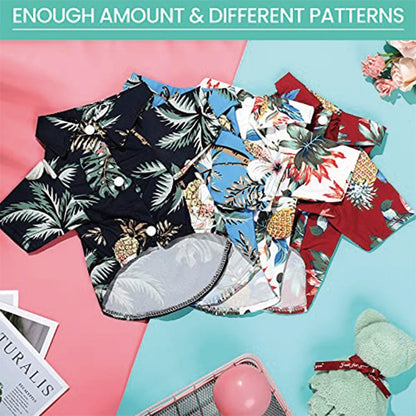 Hawaii Dog Shirt Colorful Flower Printed T-Shirt Breathable Cool Shirt Summer Beach Style Dog Clothes Medium and Large Dog Boys