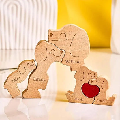 Art Wooden Dog Puzzle Personalized Name Custom Free Laser Engraving Home Gifts Home Decor Thanksgiving Christmas Gifts for Mom