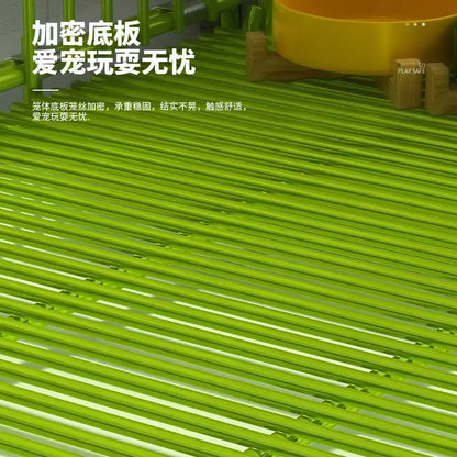 t‌he GREEN MACHINE - Heavy-Duty Foldable Dog Crate with Toilet - Reinforced for Small/Medium/Large Breeds, Indoor Pet Cage with Removable Tray