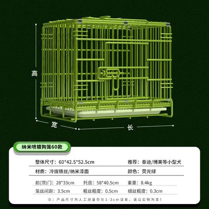 t‌he GREEN MACHINE - Heavy-Duty Foldable Dog Crate with Toilet - Reinforced for Small/Medium/Large Breeds, Indoor Pet Cage with Removable Tray