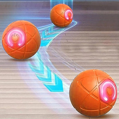 Automatic Rolling Ball Dog Toy - USB Rechargeable Interactive Dog Ball with LED Light, Self-Moving Indoor Play Toy for Puppy Dog