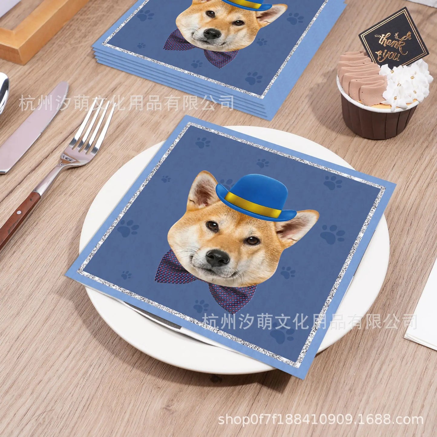 20pcs Cartoon Dog Disposable Napkins Dog Decoration Paw Prints Dog Themed Kids Birthday Party Baby Bath Decoration Supplies