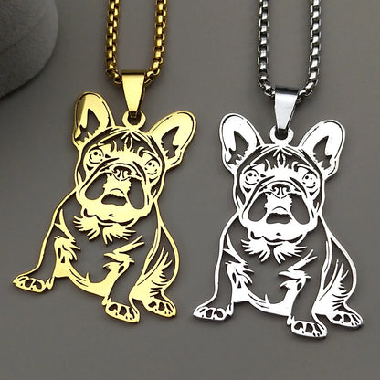 Sweet French Bulldog Chain For Women Men Stainless Steel Silver Color Animal Puppy Pug Dog Lovely Pendant Necklace Jewelry