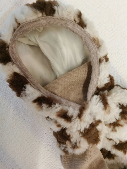 Hooded Leopard Sweater for Dogs in Winter Soft 4-legged False Two Fleece Coat for Greyhounds Warm High-neck Jumpsuit for Whippet