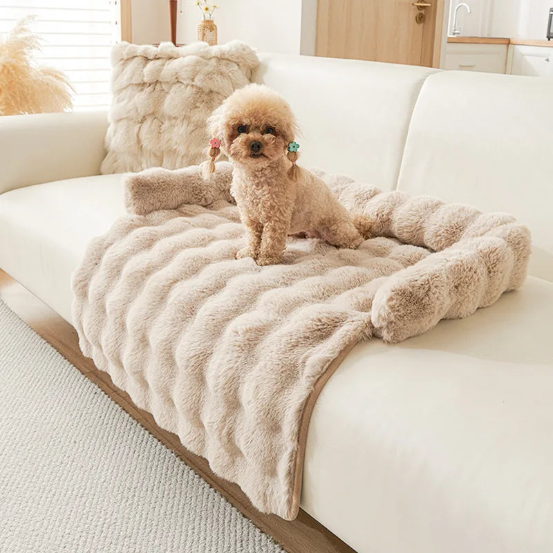 Winter Warm Dog Bed Sofa Couch Cover Super Soft Pet Blanket Pad Mat for Small Dogs Plush Neck Pillow Cat Nest Cama Para Perros