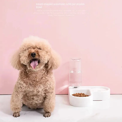 Cat Bowl and Dog Bowl Double Bowl Protects Cervical Vertebra Automatic Drinking Fountain and Food Bowl, Automatic Drinking Fountain for Dogs and Cats, Pet Drinking Supplies