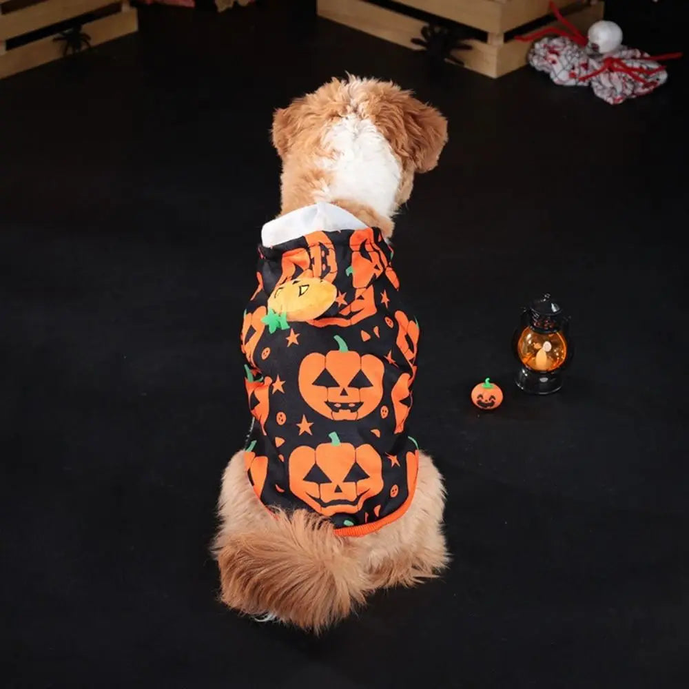 Fashion Cute Halloween Pet Clothes Cool Costume Cosplay Pet Clothing Soft Comfort Dog Cat Pumpkin Hoodie