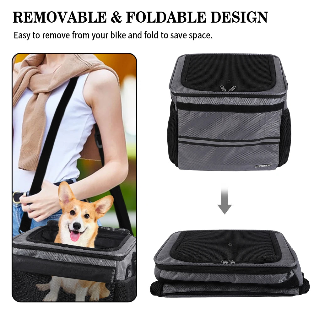 Dog Bike Basket, Small Medium Pets Dog Basket for with Breathable Mesh, Removable Bicycle Basket Front Handlebar Bicycle Basket