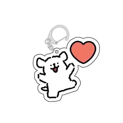 Cartoon Little White Dog Key Chain Cute Acrylic Maltese Dog Bag Pendant Micro Landscape Decoration Key Ring Jewelry Wholesale