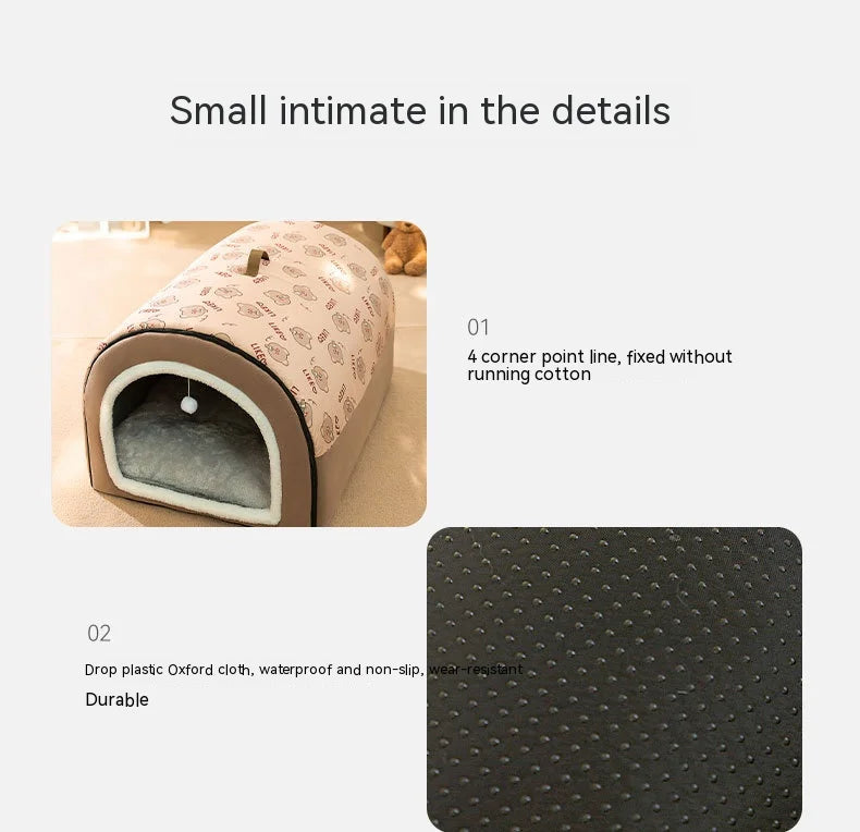 Winter Warm Foldable Pet House Removable Washable Dog Kennel Puppy Cave Sofa Pet Bed House for Large Dog and Small & Medium Cats