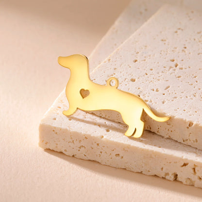 5 pieces/batch Cute Sausage Dog Wolf Pendant Stainless Steel DIY Earrings Bracelet Jewelry Fashion Jewelry Making