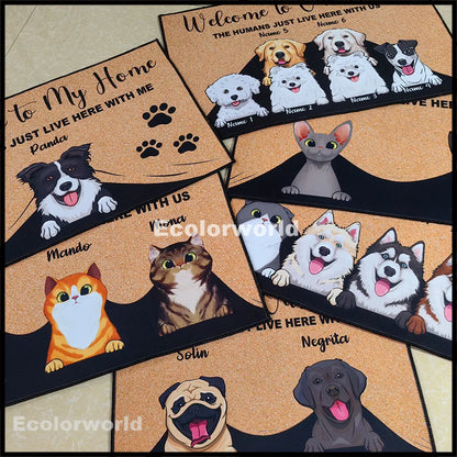 Personalized Pets Cartoon Mat Custom Dog Cat Name Doormat Rug Welcome To Our Home Floor Mats Carpet Home Decor Accessory Gift