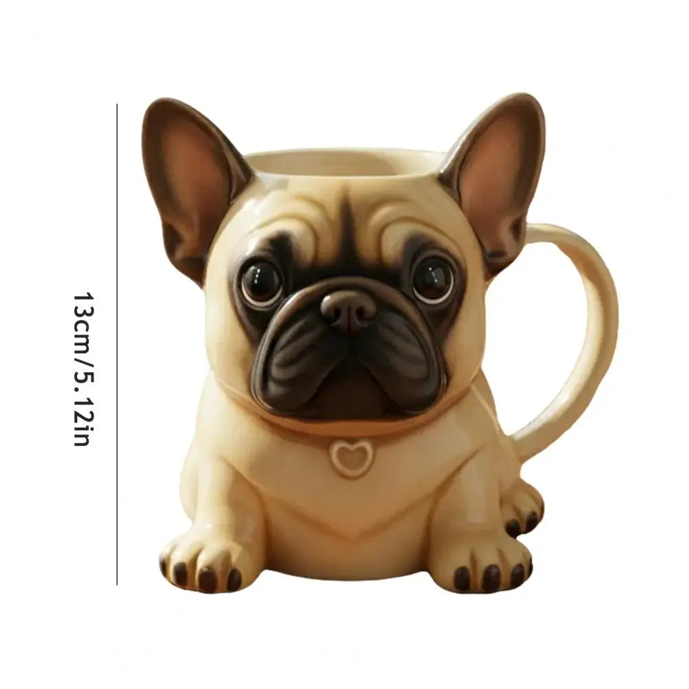 Ceramic Mug Large Capacity French Bulldog Shape Coffee Cup Handcrafted Microwave-safe Coffee Cup Reusable Kitchen Drink Mug