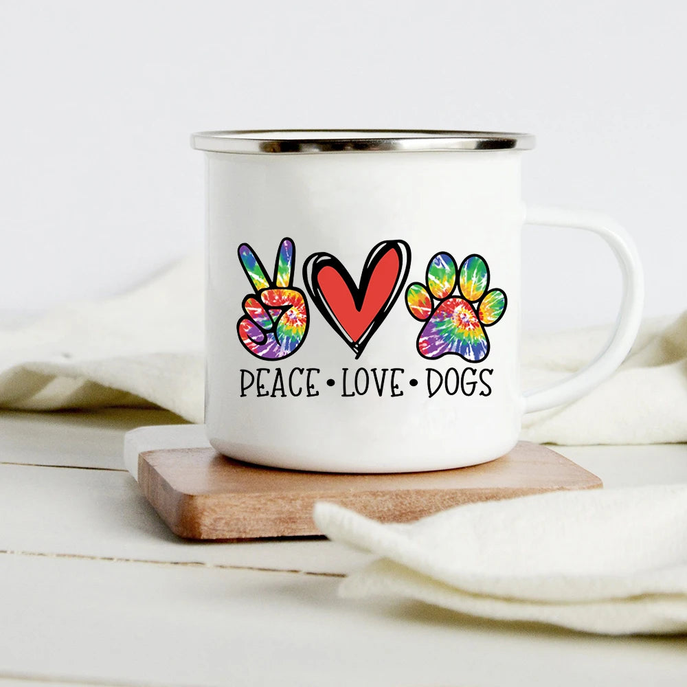 Funny Dachshund Print Creative Enamel Mug Coffee Wine Mugs Cartoon Dogs Paw Party Drink Beer Juice Milk Cups Gifts for Lover Dog
