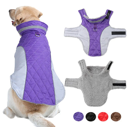 Reflective Pet Clothes For Small Large Dogs Warm Thicken Fleece Dog Vest Coat For Winter Plaid Puppy Parka With D-ring Labrador