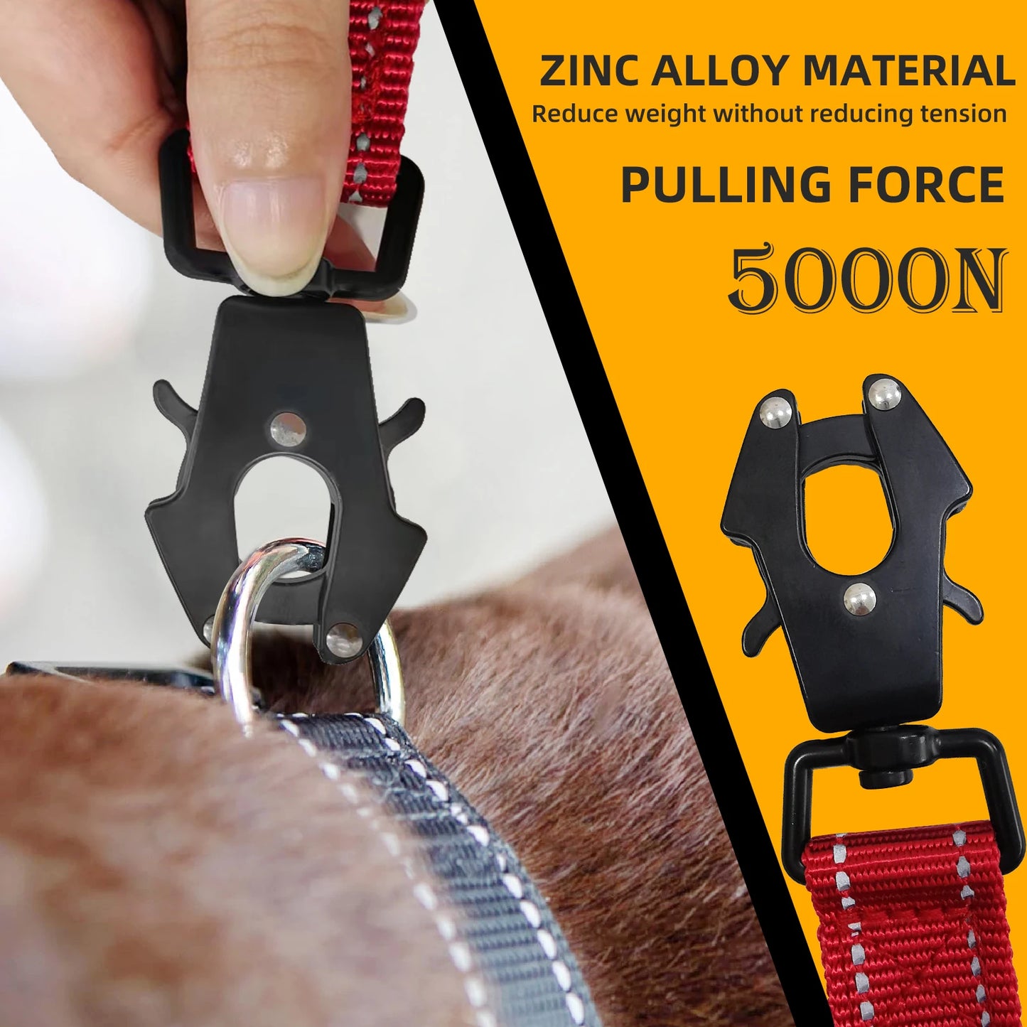 the COMMANDPRO REFLECTIVE LEASH - Heavy Duty Dog Leash - Nylon Reflective with Soft Padded 2 Handle & Auto Lock, Frog Clip, Outdoor Dog Leash with a Dog Poop Bag