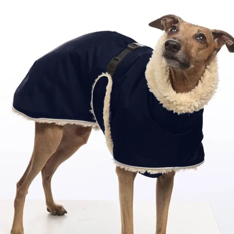 Greyhound Fleece Lined Dog Jacket Winter Warm Dog Clothes Pullover Waterproof Thick Dog Jacket Pet High Collar Jumper Sweater