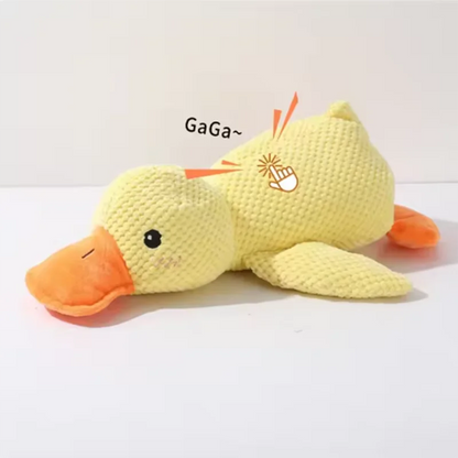 Hot dog sleeping with duck toys to relieve boredom of little yellow duck pet puppy interactive plush doll hug duck