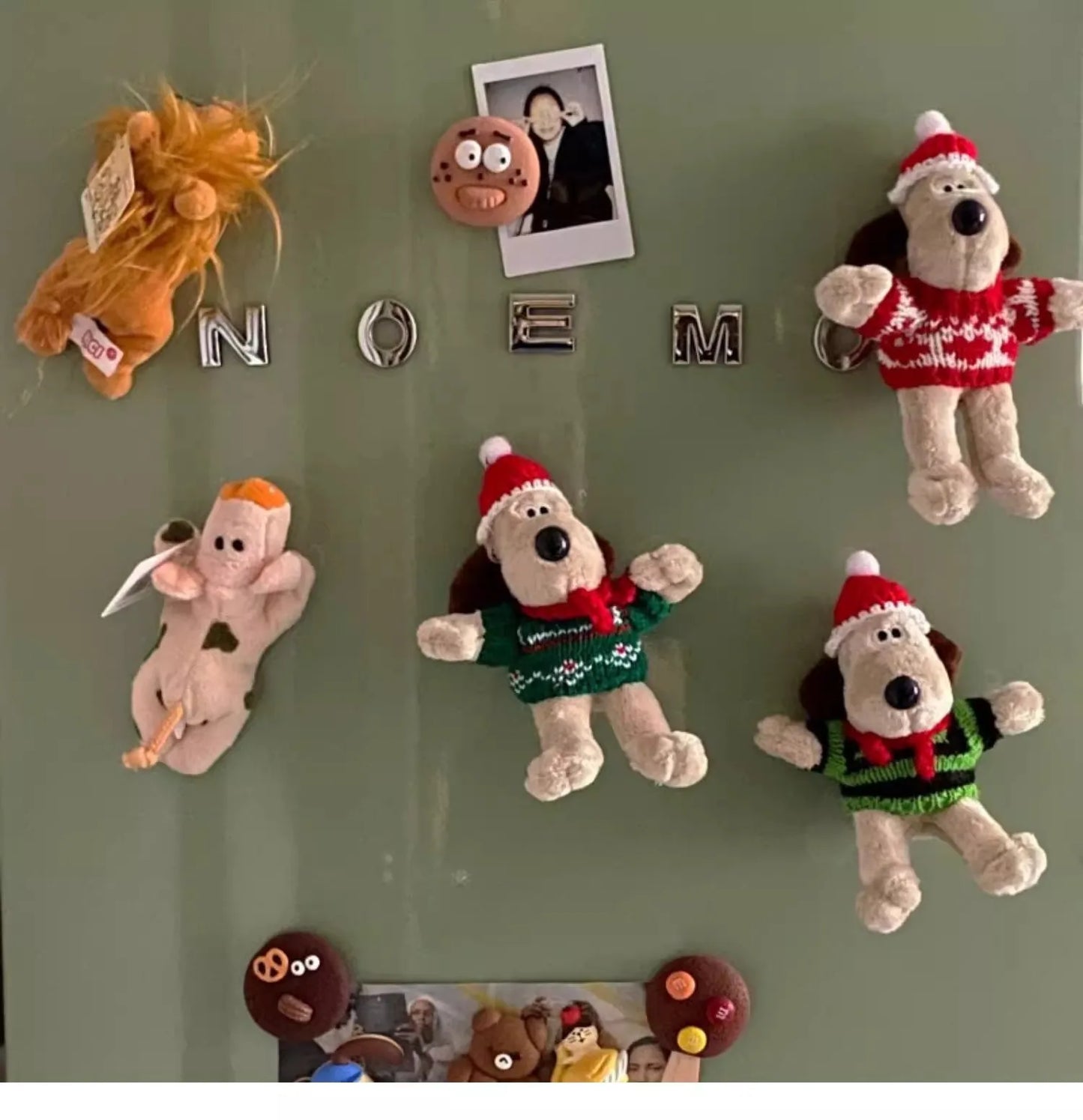 13cm-15cm Christmas Hat Puppy Refrigerator Magnet Sticker Photo Message Board Stickers Cartoon Cute Soft Magnet Home Deco