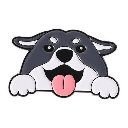 Cartoon Pet Enamel Pin Cute Golden Retriever Border Collie Dog Animal Brooch Backpack Jacket Lapel Badge Jewelry Gift For Friend