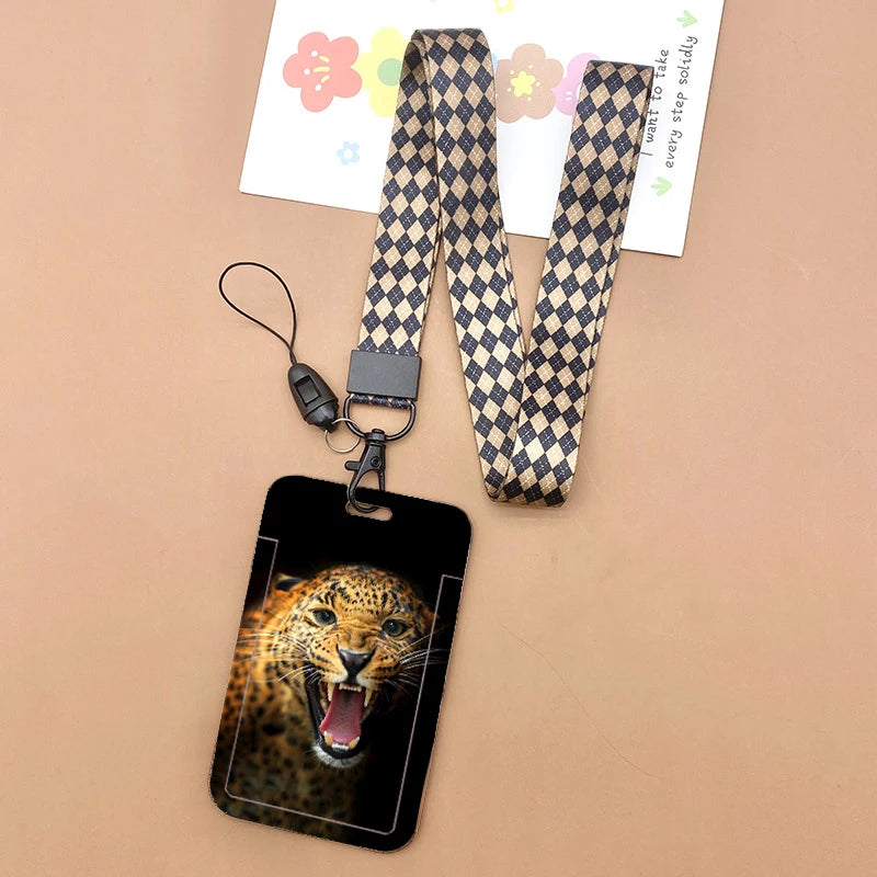 Cat and dog pattern Bank Credit ID Card Student Bus Card Holders Storage Protective Shell Pendant