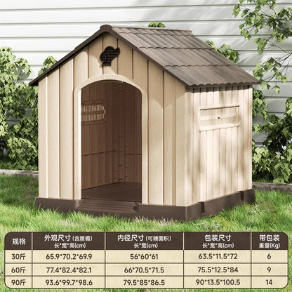 the HAPPY HOME - Kennel Outdoor Medium-Sized Dog Four-Season Universal Cold and Rain-Proof Pet Winter Doghouse, Villa Outdoor House Waterproof