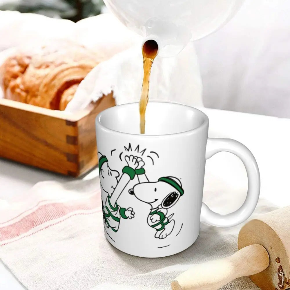 Manga Snoopy Woodstock Cartoon Dog Coffee Mug DIY Customized Ceramic Tea Milk Mug