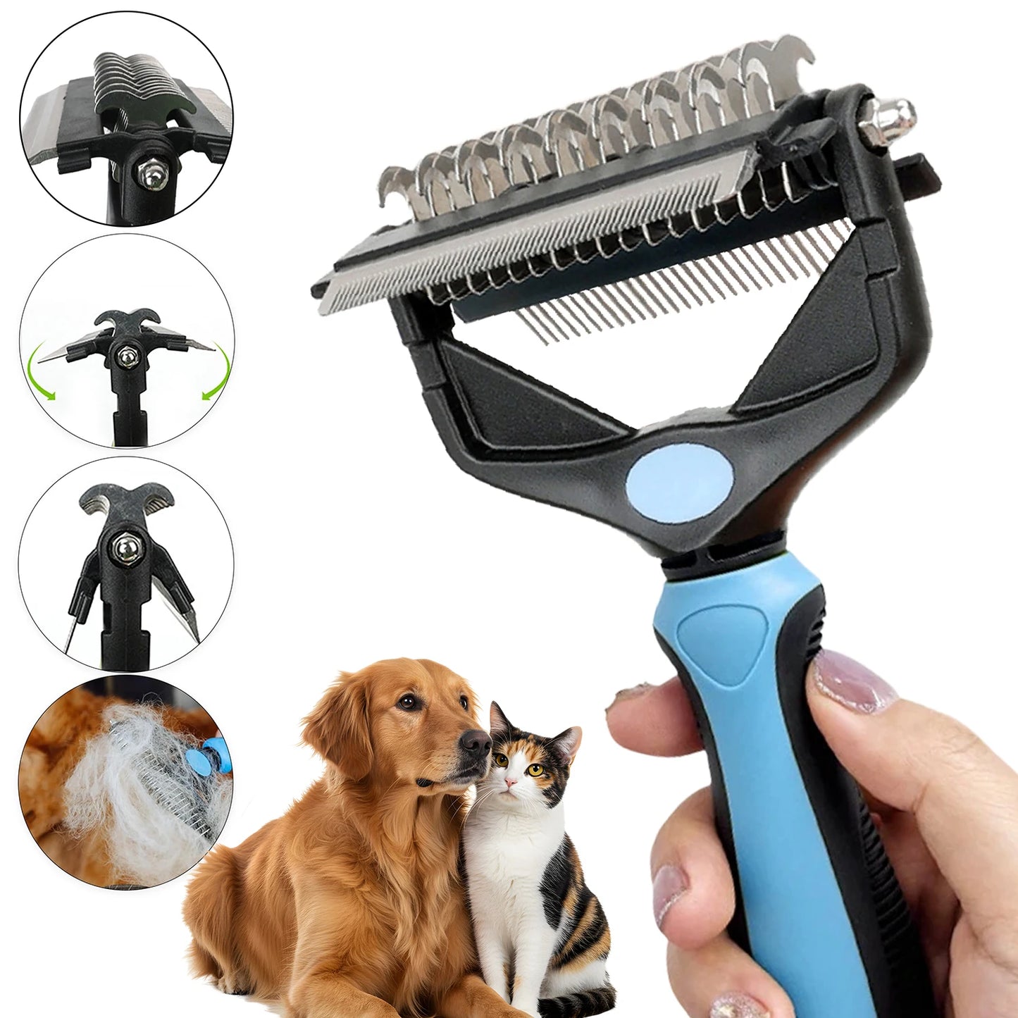 3 In 1 Pet Deshedding Brush Dog Hair Remover Pet Fur Knot Cutter Puppy Cat Comb Brushes Dogs Grooming Shedding Supplies