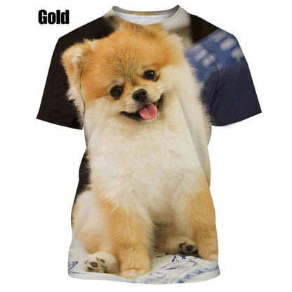 the PUFFY POMERANIAN - New Summer Hot Sale Funny Dog Pomeranian 3D Printing High Quality Men's and Women's T-Shirt Tops, Cute Tee Clothing