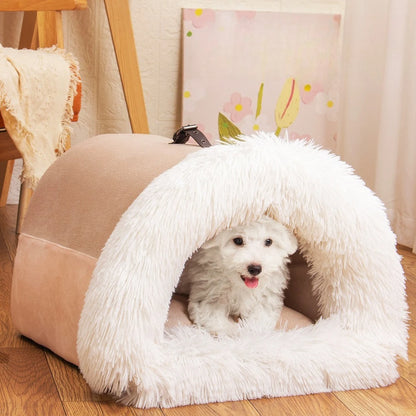 2025 New Spliced Portable Pet Nest Portable Autumn and Winter Warm Dog Kennel Moisture-proof Plush Cat Kennel Pet Supplies