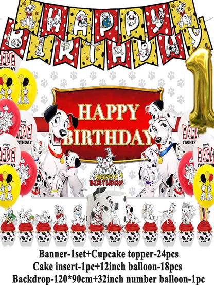Disney 101 Dalmatians Birthday Party Supplies Cartoon One Hundred and One  Dog Balloon Backgrounds Cake Topper Banner Kids Gifts