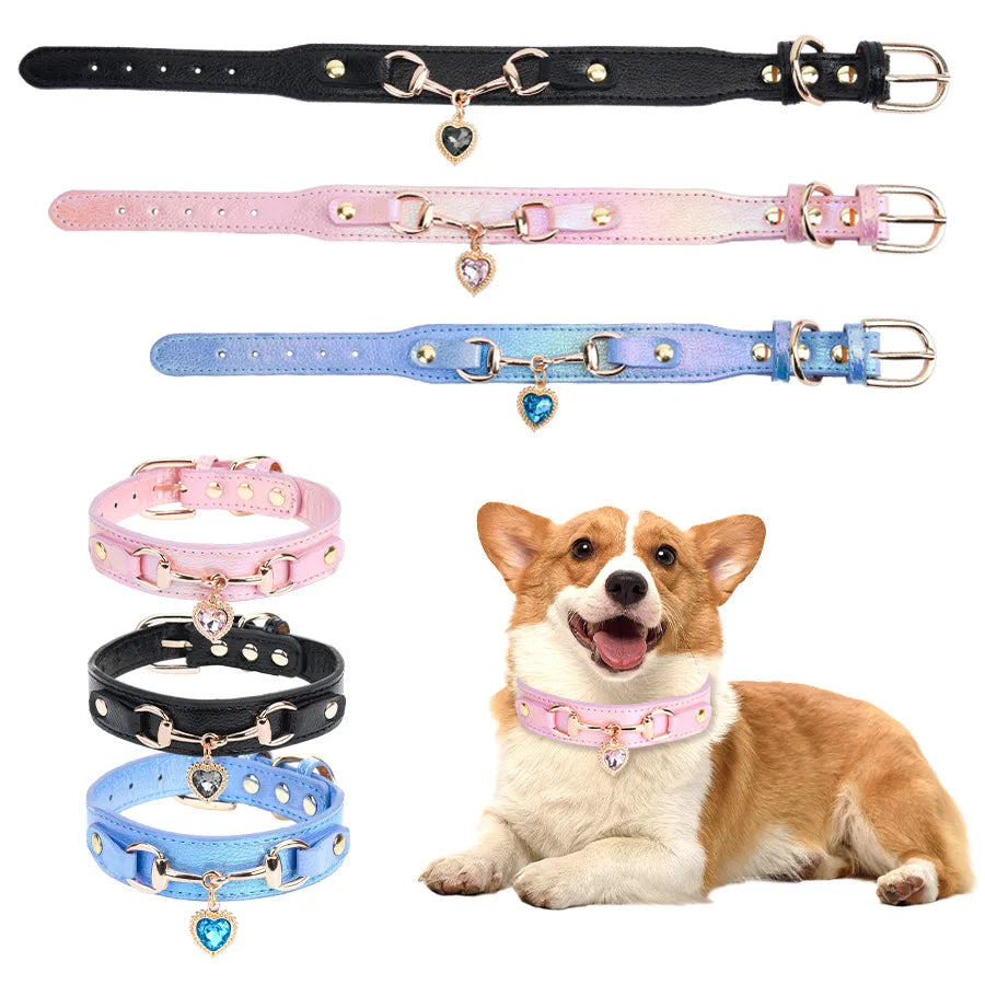 the GLAMPAWS LOVE COLLAR - Shiny Rhinestone Pet Collar, Love Jewelry Dog Collar, Comfortable Leather Dog Adjustable Collar
