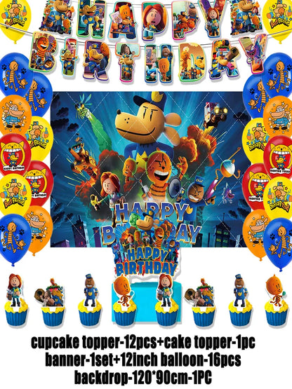 Cartoon DOGS MAN Theme Birthday Party Supplies Decoration Best Friend Balloon Banner Backdrop Cupcake Topper for Kids Child Gift