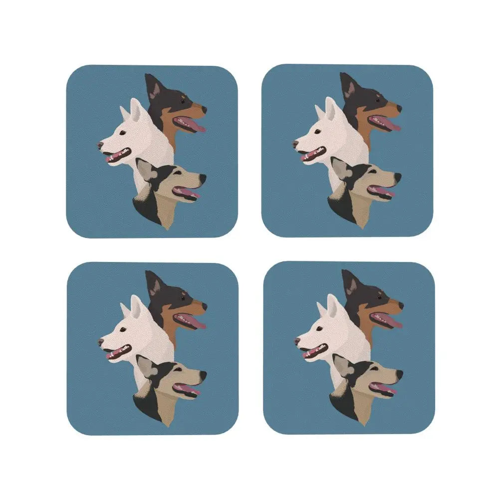 Family Of Dogs Coasters Kitchen Placemats Non-slip Insulation Cup Coffee Mats For Decor Home Tableware Pads Set of 4