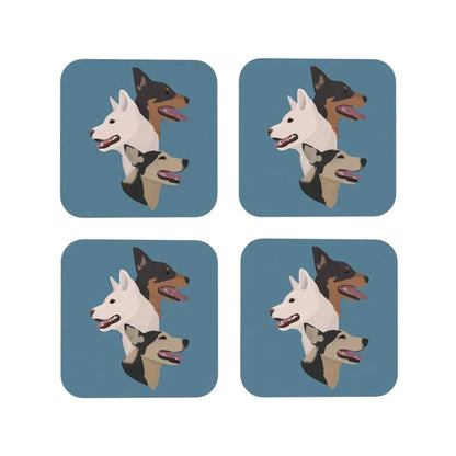 Family Of Dogs Coasters Kitchen Placemats Non-slip Insulation Cup Coffee Mats For Decor Home Tableware Pads Set of 4