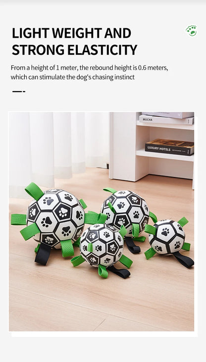Dog Toys Soccer Ball with Straps Interactive Dog Toy for Tug of War Puppy Birthday Gifts Toy Durable Balls for Medium Large Dogs