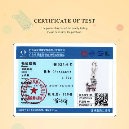 WOSTU 925 Sterling Silver Pet Dog Charm Pomeranian Pendant Yorkshire Terrier Locket Cute Original Fit for Women Bracelet DIY