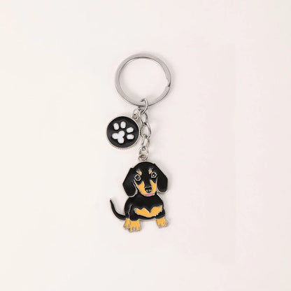 Metal Cute Dachshund Bulldog Dog keychains car key ring pet dogs heart Tag key men gift Metal Pendant best friend gifts