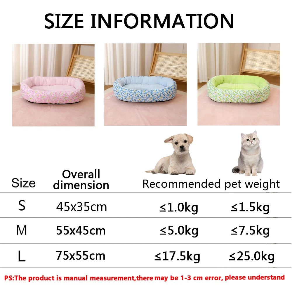 All Seasons Soft Flower Cute Small Cat Sofa Bed Comfortable Medium Dog Bed House Elastic Medium Cat Nest Kennel Accessories