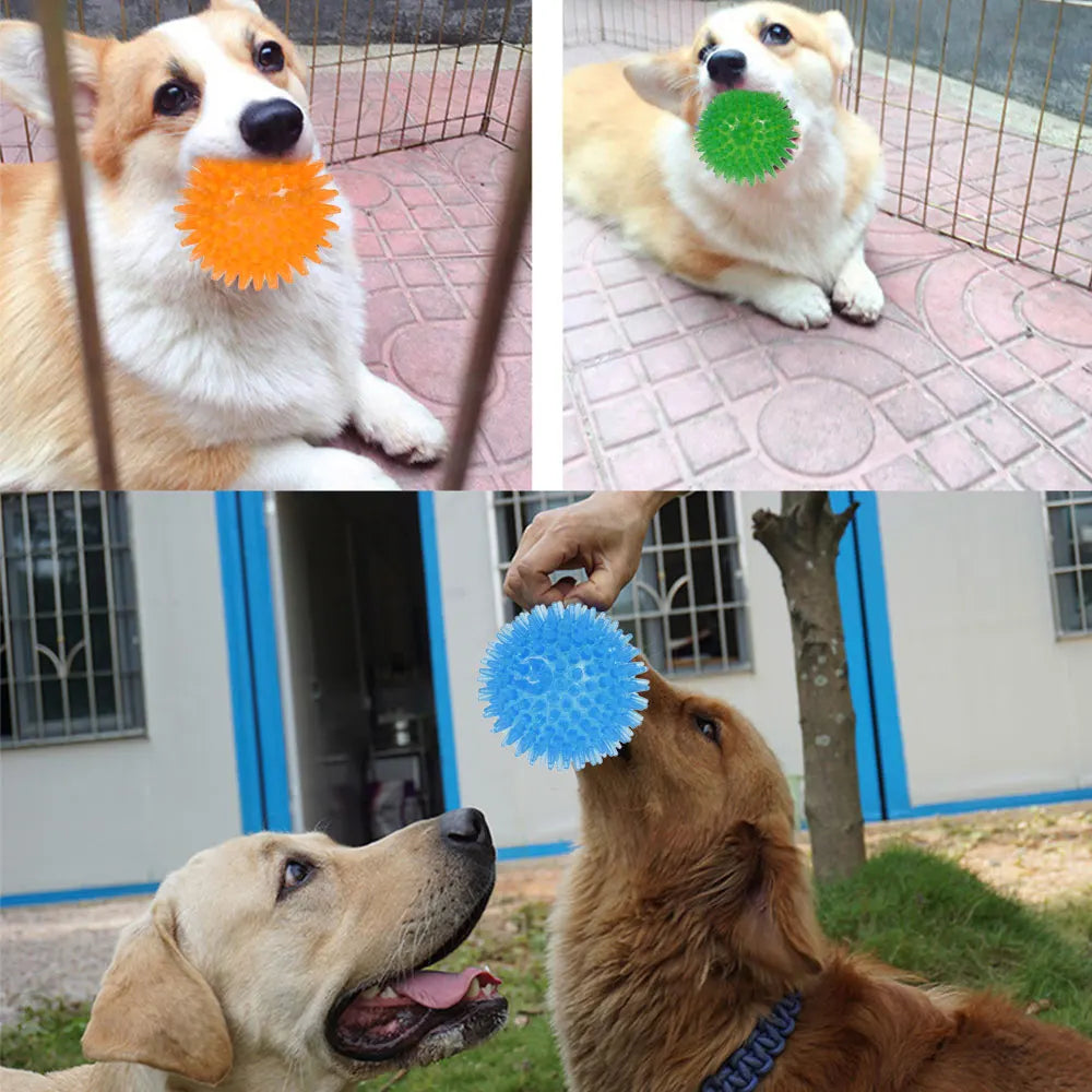 Pet Dog Toys Cat Puppy Sounding Toy Polka Squeaky Tooth Cleaning Ball TPR Training Teeth Chewing Toy Thorn Macaron Balls