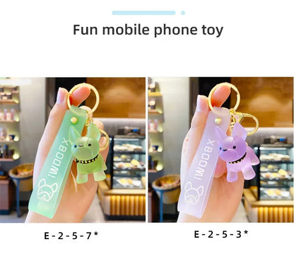 Transparent Colorful Dog Keychains Men Car Key Ring Fashion French Bulldog Keychain for Women Bag Pendant Christmas Gift