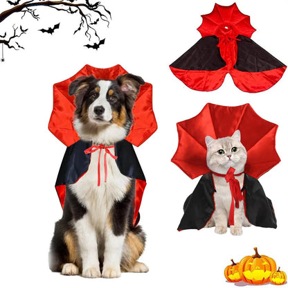 Halloween Dog Costume Vampire Devil Costume, Red and Black Vampire Cape, for Small Medium Large Pets, 1 Pack, Size L