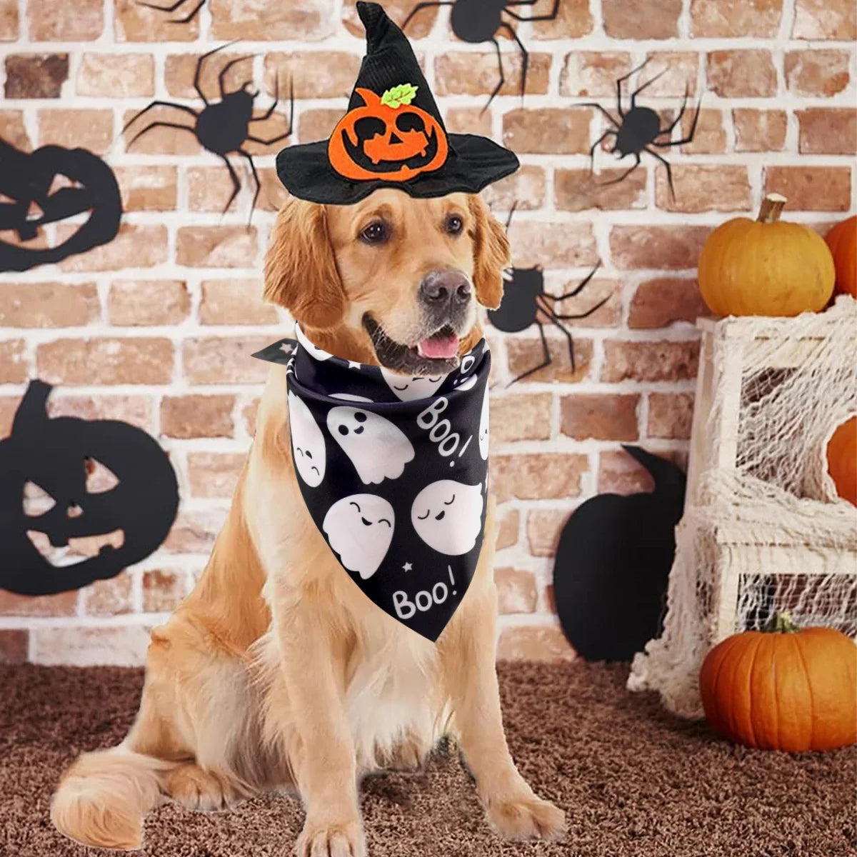 2 Pack Halloween Dog Bandanas Pink Black Ghost Boo Dog Scarf Bibs Triangle Pet Scarf Pet Halloween Bandanas Costumeall Dogs Cats