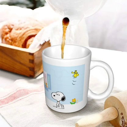 Manga Snoopy Woodstock Cartoon Dog Coffee Mug DIY Customized Ceramic Tea Milk Mug
