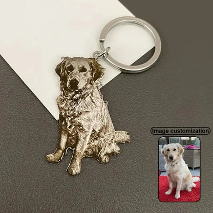 Customized Pet Photo Keychain Personalized Picture Keyring Engrave Pet Portrait Keychain Unique Pet Memorial Gift For Pet Lovers
