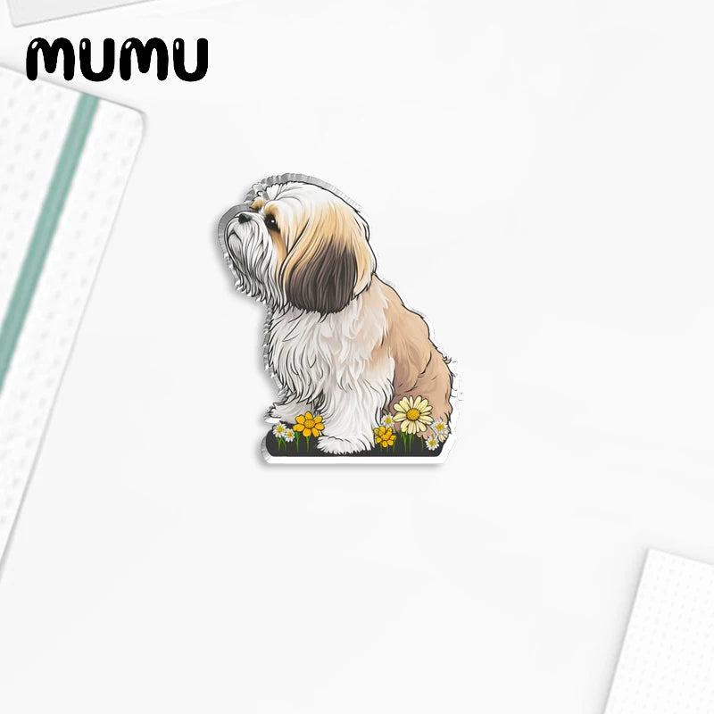 2023 New Dog Cat and Flowers Lapel Pin Cute Acrylic Brooches Handmade Epoxy Jewelry Shirt Bag Badge