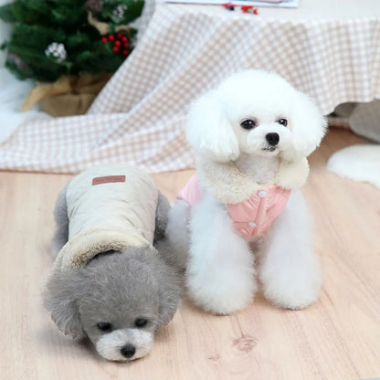 Winter Pet Jacket Clothes Super Warm Small Dogs Clothing With Fur Collar Cotton Pet Outfits French Bulldog Coat Vest Chihuahua
