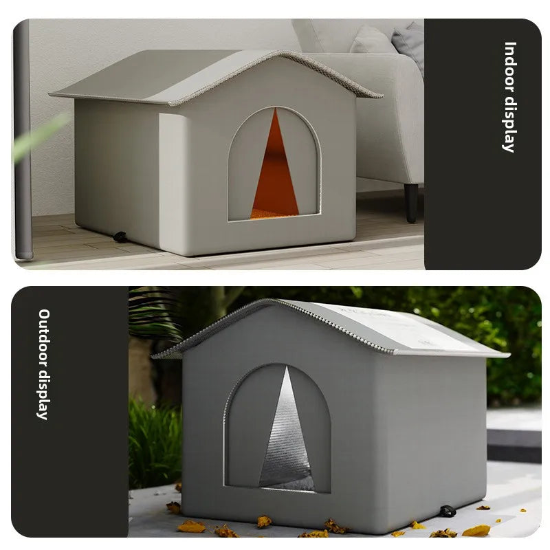 the STRAY HOUSE - Stray Cat/Doghouse, Waterproof Outdoor Winter Warm Pet Cave, Sleeping Beds Home, Foldable Washable for Small Dog/Puppy Supplies