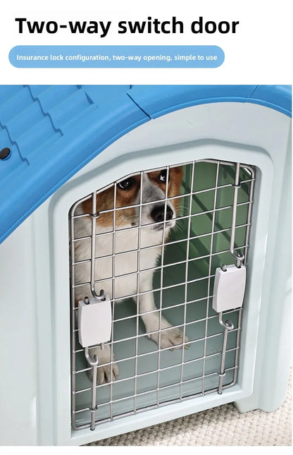the IN THE DOGHOUSE - Large Waterproof Outdoor Doghouse - Detachable & Washable Dog Cage for Medium/Large Breeds, All-Weather Shelter